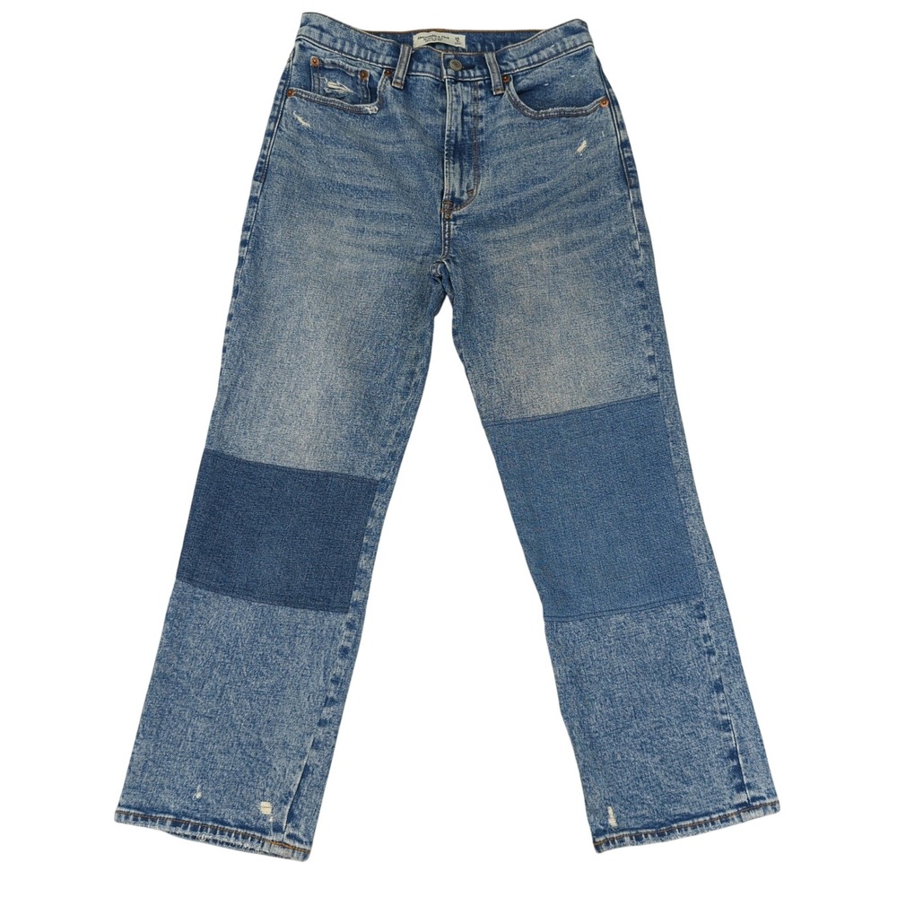 Abercrombie & Fitch The Ankle Straight Ultra High Rise Patchwork Jeans‎ 28